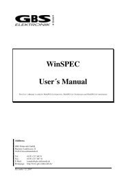 WinSPEC User´s Manual - GBS Elektronik GmbH