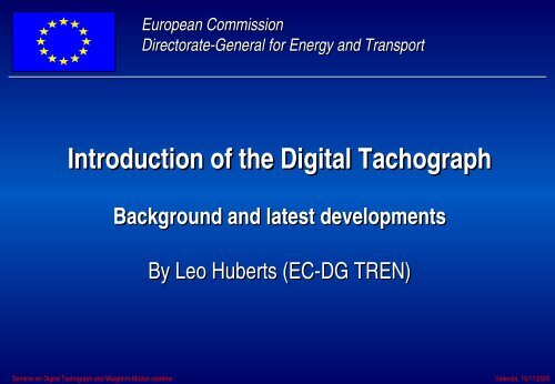 Introduction of the Digital Tachograph - Instituto de Robotica