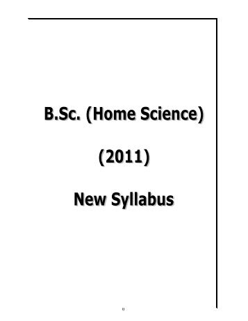 Syllabus B.Sc.(Home Science) - Dr BR Ambedkar University