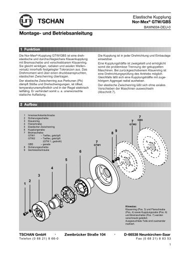 Montage- und Betriebsanleitung TSCHAN - Tschan GmbH