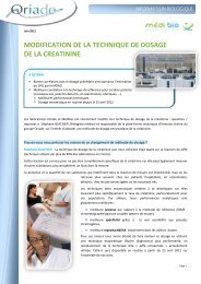 Lettre 11 – 06/2012 – Dosage de la créatinine - Oriade