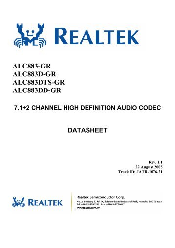 Realtek ALC883 DataSheet 1.1