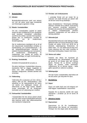 Regler - BRF PrÃ¤sthagen