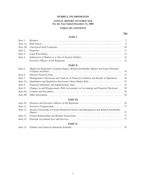 2008 Annual Report - Hubbell Wiring Device-Kellems