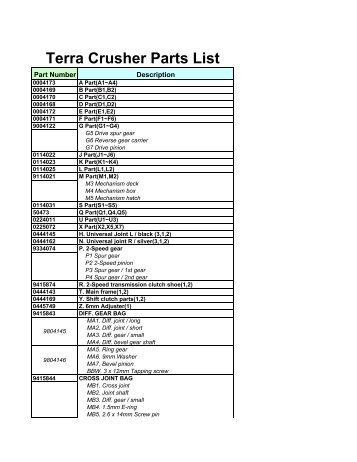 Terra Crusher Parts List - Tamiya