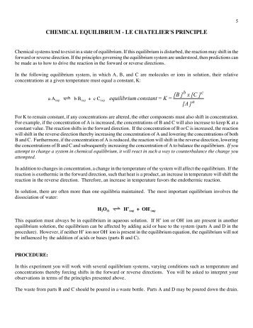 Chemical Equilibrium and Le Chateliers Principle