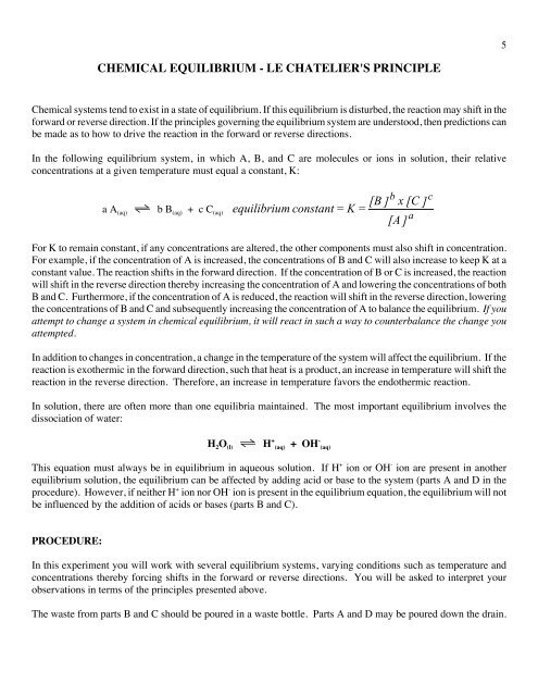 Le Chatelier S Principle Le Chatelier S Principle