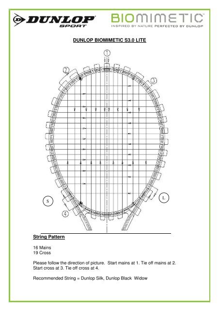 DUNLOP BIOMIMETIC F2.0 TOUR String Pattern