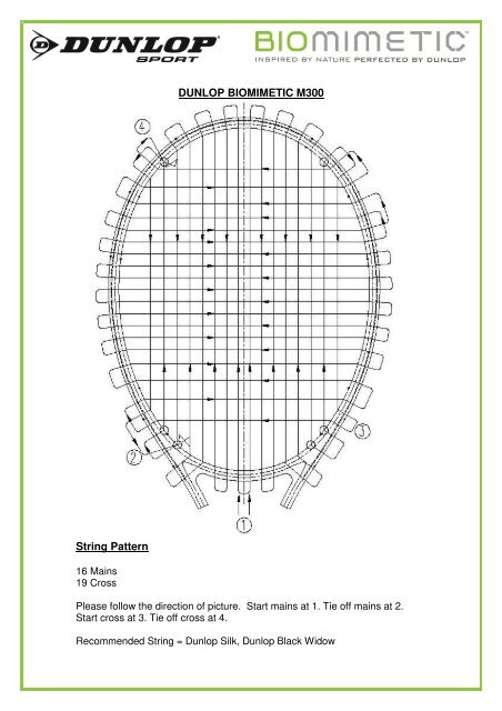 DUNLOP BIOMIMETIC F2.0 TOUR String Pattern