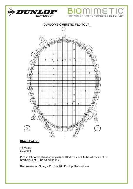 DUNLOP BIOMIMETIC F2.0 TOUR String Pattern