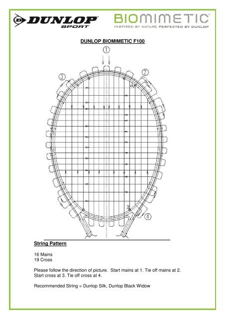 DUNLOP BIOMIMETIC F2.0 TOUR String Pattern