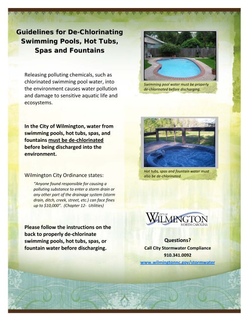 Guidelines for De-Chlorinating Swimming Pools ... - City of Wilmington