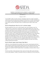 Consumer Advisory IX - American Resort Development Association