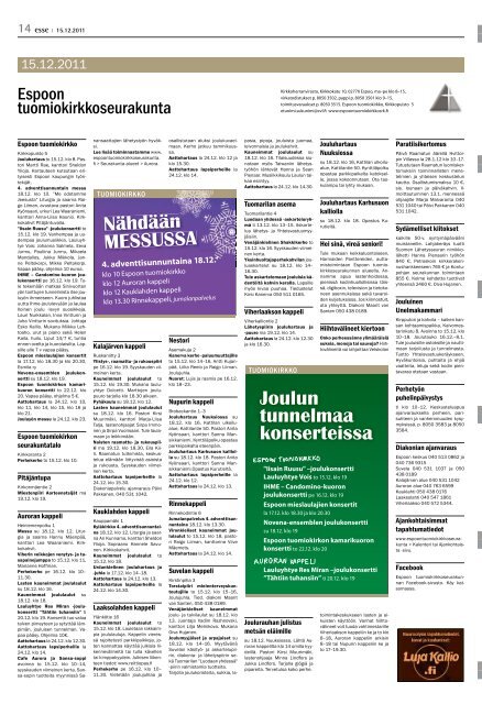 Esse 50/2011 pdf - Espoon seurakuntasanomat
