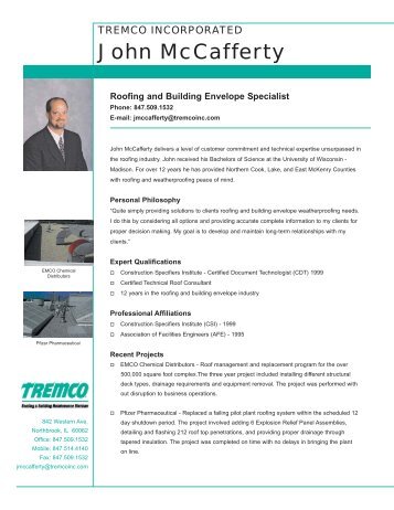 John McCafferty Profile - Tremco Roofing