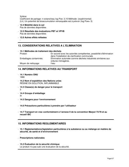 Fiche de données de sécurité SACHTOPERSE HU-N-LP