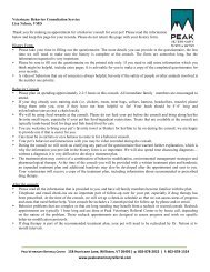 Cat Behavior History Form - Peak Veterinary Referral Center