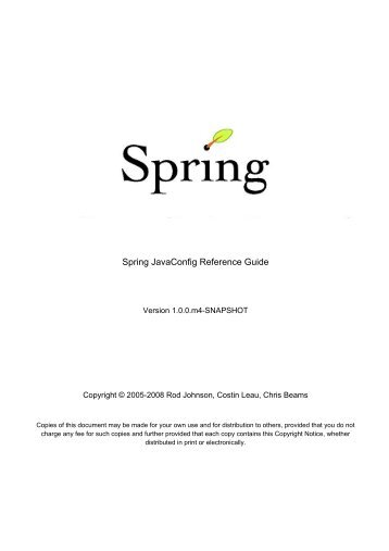 Spring JavaConfig Reference Guide - Spring Web Services - Parent ...
