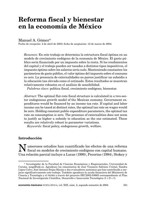 Reforma fiscal y bienestar en la economía de México