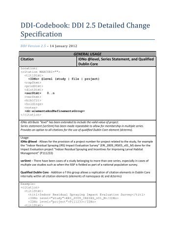 Detailed Changes to DDI Codebook 2.5 - Data Documentation ...