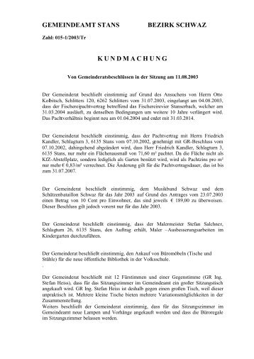 Gemeinderatssitzung am 11.8.2003 - .PDF - Stans