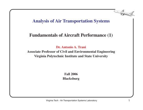 Analysis of Air Transportation Systems Fundamentals of Aircraft ...