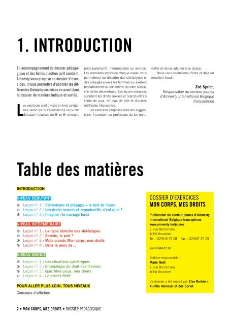 Le cahier d'exercices - amnesty.be