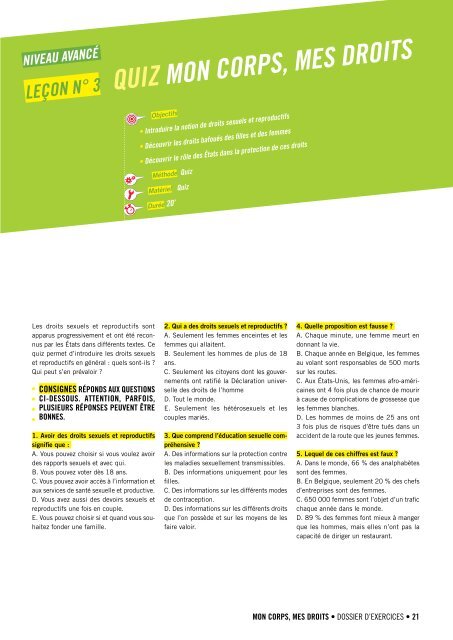 Le cahier d'exercices - amnesty.be