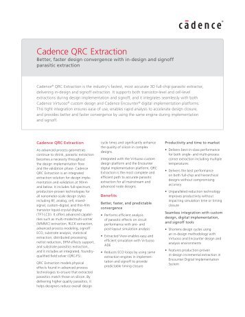 Cadence QRC Extraction Datasheet - Cadence Design Systems