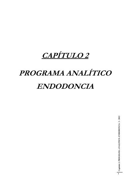 CAPÃTULO 2 PROGRAMA ANALÃTICO ENDODONCIA