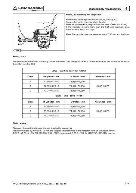 Manuale Officina LGW 523-627 - lombardini service