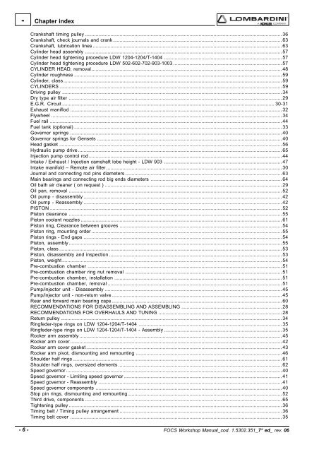 Manuale Officina LGW 523-627 - lombardini service