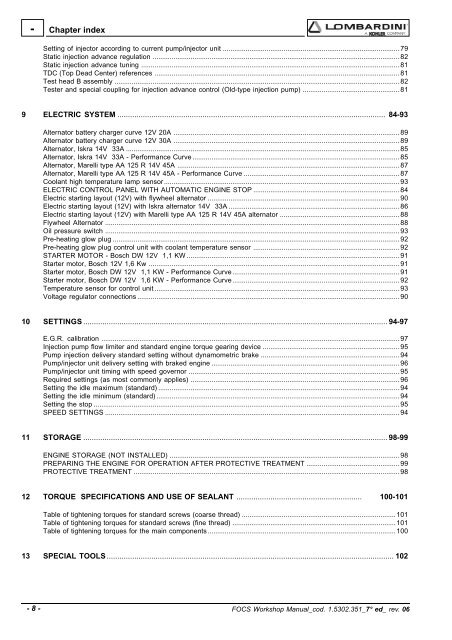 Manuale Officina LGW 523-627 - lombardini service