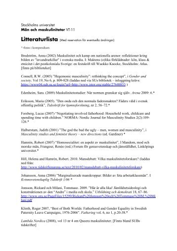 Litteraturlista - Stockholms universitet