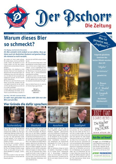 Warum dieses Bier so schmeckt? Die Zeitung - Der Pschorr