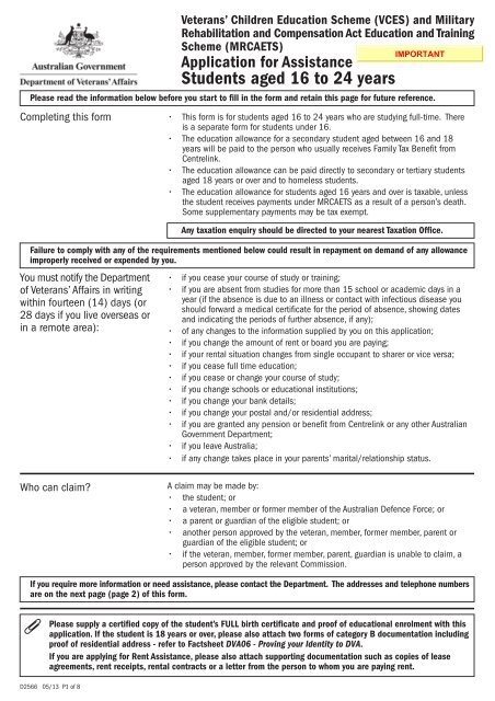 Veterans' Children Education Scheme (VCES) - Department of ...