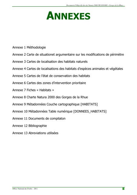 Gorges-Rhue - DOCOB annexes-hors-cartes - Webissimo