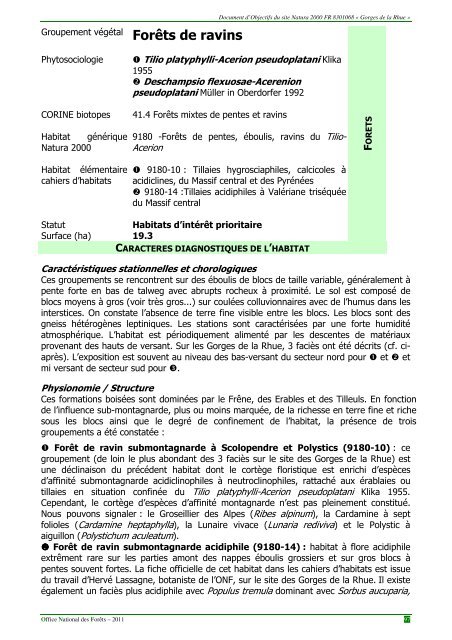 Gorges-Rhue - DOCOB annexes-hors-cartes - Webissimo