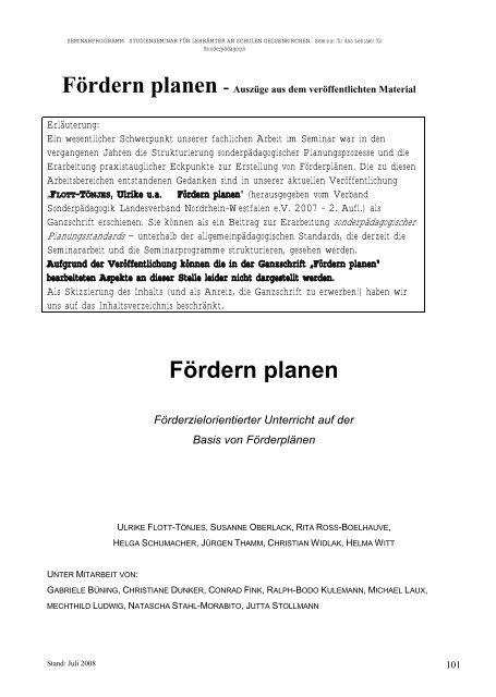 Zentrum Für Schulpraktische Lehrerausbildung Engelskirchen SEMINARPROGRAMM STUDIENSE