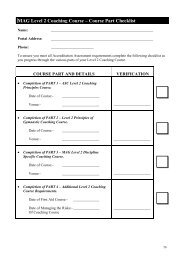 MAG Level 2 Coaching Course Ã¢Â€Â“ Course Part Checklist