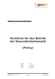 Richtlinie fÃƒÂ¼r den Betrieb der Gesundheitstelematik (Policy) - Gematik