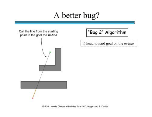 Robotic Motion Planning: Bug Algorithms