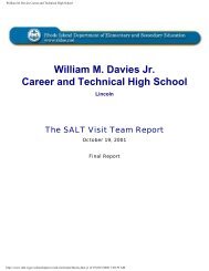 William M. Davies Jr. Career and Technical High ... - eRIDE - RI.gov