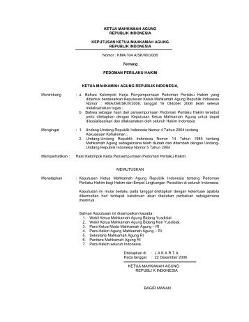 Keputusan Ketua MA No KMA/104A/SK/XII/2006