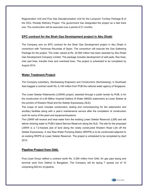 Financial and Operating Performance 9M FY2011 - Punj Lloyd Group