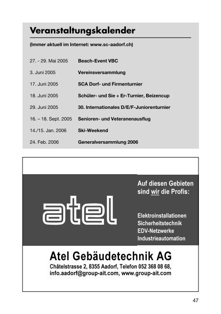 SCA-News FrÃ¼hjahr 2005 - SC Aadorf