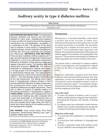 Auditory acuity in type 2 diabetes mellitus - rssdi.in