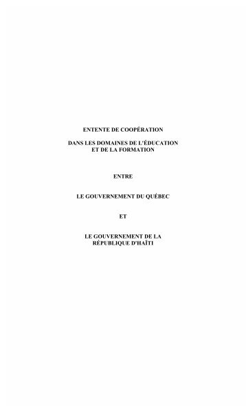 Entente de coopÃ©ration dans les domaines de l'Ã©ducation et de la ...