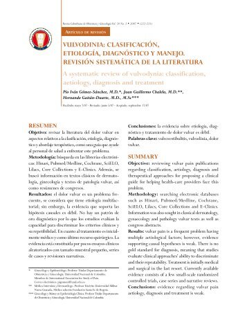 VulVodinia: ClasifiCaCiÃ³n, etiologÃ­a, diagnÃ³stiCo y ... - FECOLSOG