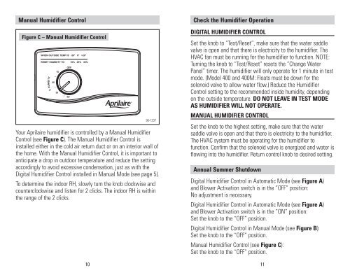 Humidifier Control Models 60, 62 and 4655 Operating ... - Aprilaire